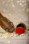 5elements_Red Embroidery Floral Applique And Dori Work Juttis _Online_at_Aza_Fashions
