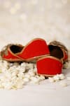 Shop_5elements_Red Embroidery Floral Applique And Dori Work Juttis _at_Aza_Fashions