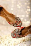 Buy_5elements_Red Embroidery Floral Applique And Dori Work Juttis _Online_at_Aza_Fashions
