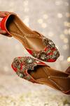 Shop_5elements_Red Embroidery Floral Applique And Dori Work Juttis _Online_at_Aza_Fashions