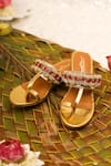 Shop_5elements_Gold Beads, Stones Kolhapuri Heels With And Work _at_Aza_Fashions