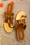 Shop_5elements_Gold Stones, Beads Embellished Kolhapuri Heels _at_Aza_Fashions