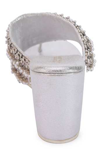Shop_5elements_Silver Beads, Gota Patti Ghungroo Beaded Wedges _Online_at_Aza_Fashions