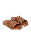 Buy_Hats Off Accessories_Brown Cut-out Strap Slides_at_Aza_Fashions