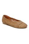 Shop_HATS OFF ACCESSORIES_Gold Textured Woven Ballerina Flats _Online_at_Aza_Fashions