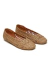 Buy_HATS OFF ACCESSORIES_Gold Textured Woven Ballerina Flats _at_Aza_Fashions