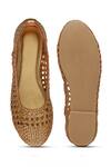 Shop_HATS OFF ACCESSORIES_Gold Textured Woven Ballerina Flats _at_Aza_Fashions