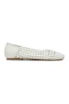 HATS OFF ACCESSORIES_White Woven Ballerina Flats _Online_at_Aza_Fashions