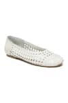 Shop_HATS OFF ACCESSORIES_White Woven Ballerina Flats _at_Aza_Fashions