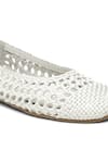 Shop_HATS OFF ACCESSORIES_White Woven Ballerina Flats _Online_at_Aza_Fashions