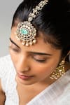 Zevar King_Green Floral Swirl Stone Maangtikka _Online_at_Aza_Fashions