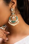 Zevar King_Green Pearls, Stones Mint Embellished Earrings _Online_at_Aza_Fashions