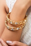 Buy_Zevar King_Gold Plated Stones Embellished Bangles Set Of 2 _at_Aza_Fashions