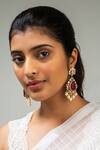 Buy_Zevar King_Red Stones Floral Studded Dangler Earrings _at_Aza_Fashions