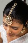 Shop_Zevar King_White Peacock Stone Studded Maangtikka _at_Aza_Fashions