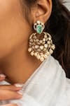 Zevar King_Green Stones, Pearls Studded Petal Chandbalis _Online_at_Aza_Fashions
