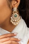 Zevar King_Green Pearls, Stones Floral Chandbali Earrings _Online_at_Aza_Fashions