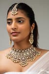 Buy_Zevar King_White Stones, Beads Antique Gold Plated Necklace Set _at_Aza_Fashions