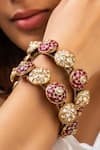 Shop_Zevar King_Red Stones Antique Gold Plated Bangle _at_Aza_Fashions