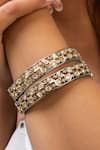 Shop_Zevar King_White Stones Antique Gold Plated Bangle _at_Aza_Fashions