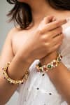 Shop_Zevar King_Gold Plated Stones Antique Geometric Bangle _at_Aza_Fashions
