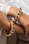 Buy_Zevar King_Gold Plated Stones Antique Geometric Bangle _at_Aza_Fashions
