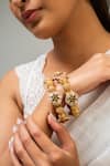 Shop_Zevar King_Gold Plated Stones, Beads Antique Floral Bangle _at_Aza_Fashions