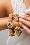 Buy_Zevar King_Gold Plated Stones, Beads Antique Floral Bangle _at_Aza_Fashions