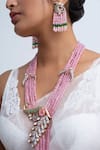Zevar King_Pink Stones, Beads Gold Plated Necklace Set _Online_at_Aza_Fashions