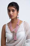 Buy_Zevar King_Pink Stones, Beads Gold Plated Necklace Set _at_Aza_Fashions