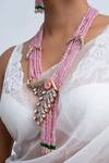 Buy_Zevar King_Pink Stones, Beads Gold Plated Necklace Set _Online_at_Aza_Fashions