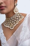 Shop_Zevar King_White Pearls, Stones Gullista And Bridal Choker Set _at_Aza_Fashions