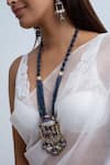 Buy_Zevar King_Blue Stones, Beads Antique Jharoka Necklace Set _at_Aza_Fashions