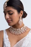 Shop Zevar King Red Pearls, Stones Bahar Vine Embellished Necklace Set at Aza Fashions Shop_Zevar King_Red Pearls, Stones Bahar Vine Embellished Necklace Set _at_Aza_Fashions