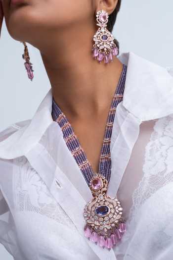 Zevar King_Multi Color Beads, Stones And Necklace Set _Online_at_Aza_Fashions