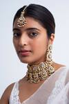 Buy_Zevar King_Blue Stones Floral Choker Necklace Set _at_Aza_Fashions