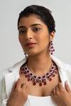 Buy_Zevar King_Red Stones Drop Necklace And Earring Set _at_Aza_Fashions