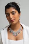 Buy_Zevar King_Multi Color Stones Multicolored Teardrop Necklace Set _at_Aza_Fashions