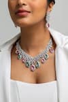 Shop_Zevar King_Multi Color Stones Multicolored Teardrop Necklace Set _at_Aza_Fashions