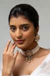Buy_Zevar King_White Stone Embellished Choker And Earring Set _at_Aza_Fashions