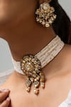 Zevar King_White Stone Embellished Choker And Earring Set _Online_at_Aza_Fashions