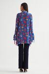 Shop_Namrata Joshipura_Blue Georgette Embellished Sequin Shirt Collar Floral Boxy Tunic _at_Aza_Fashions