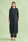 Buy_Naintara Bajaj_Black Organza Beads, Sequins, Lace Round Neck Embellished Kurta Set With Dupatta _Online_at_Aza_Fashions