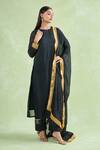 Buy_Naintara Bajaj_Black Organza Beads, Sequins, Lace Round Neck Embellished Kurta Set With Dupatta _at_Aza_Fashions