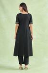 Shop_Naintara Bajaj_Black Cotton Gota Patti Round Neck Lace Kurta Set With Pant _at_Aza_Fashions