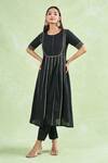 Buy_Naintara Bajaj_Black Cotton Gota Patti Round Neck Lace Kurta Set With Pant _at_Aza_Fashions