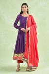 Buy Samyukta Singhania Purple Cotton Gota Patti Lace Hem Anarkali Pant Set at Aza Fashions Buy_Samyukta Singhania_Purple Cotton Gota Patti Lace Hem Anarkali Pant Set _at_Aza_Fashions