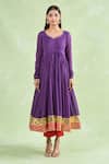 Samyukta Singhania Purple Cotton Gota Patti Lace Hem Anarkali Pant Set at Aza Fashions Samyukta Singhania_Purple Cotton Gota Patti Lace Hem Anarkali Pant Set _at_Aza_Fashions