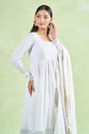 Buy_Samyukta Singhania_White Cotton Gota Patti Round Neck Work Anarkali Pant Set _Online_at_Aza_Fashions