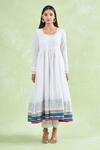 Shop_Samyukta Singhania_White Cotton Gota Patti Round Neck Work Anarkali Pant Set _Online_at_Aza_Fashions